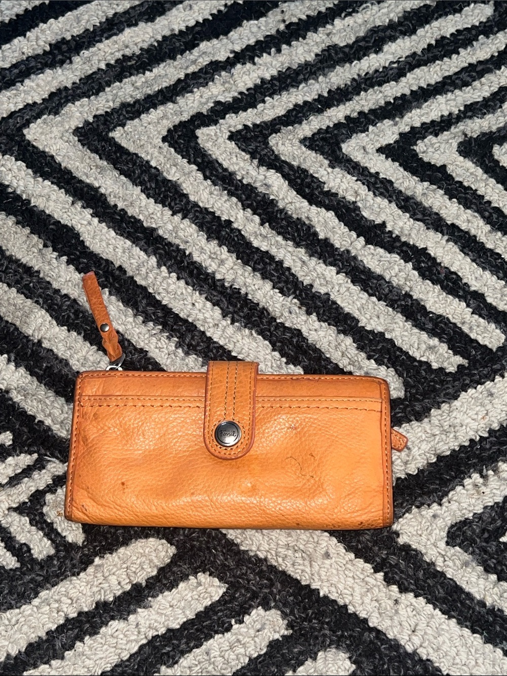 Fossil Orange Leather Wristlet Wallet
